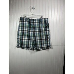 Arrow Blue Green Black Plaid 100% Cotton Shorts Size 38, 4 pockets